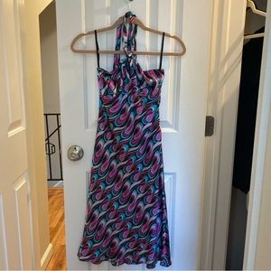 Halter silk patterned dress, size 0